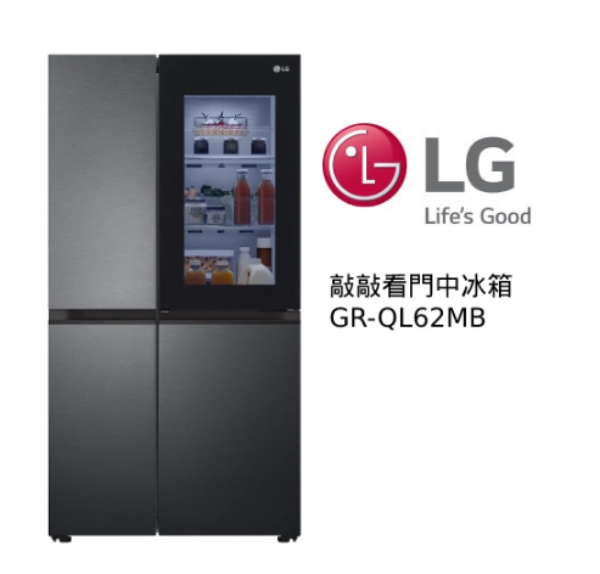 圖片 LG 樂金 GR-QL62MB 敲敲看門中門冰箱 夜墨黑 653L