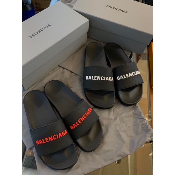 圖片 Balenciaga 巴黎世家 黑紅立體字母設計 男生 拖鞋