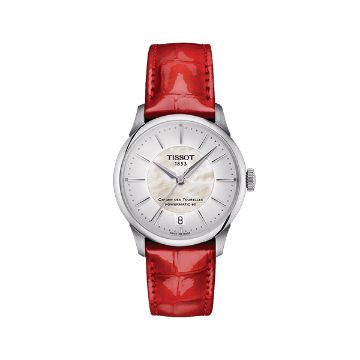 圖片 原廠代理店TISSOT 天梭杜魯爾系列自動腕錶34MM  T139.207.16.111.00 銀X紅皮帶