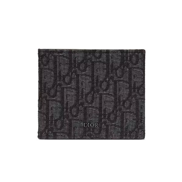 圖片 Dior迪奧 男款 Oblique 提花對折八卡短夾 黑色2OBBH027YSE_H03E