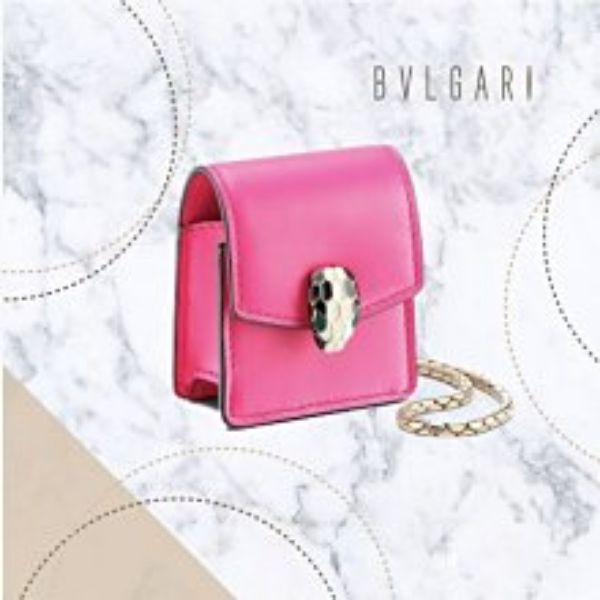 圖片 【哈極品】極新美品《BVLGARI 經典 桃粉色 全皮 蛇頭 AirPods鍊包》