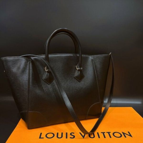 圖片 【哈極品】二手品 《Louis Vuitton LV 黑色水波紋 磁扣二用包/手提包/肩背包/斜背包》