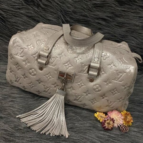 圖片 【哈極品】美品 《 Louis Vuitton LV 限量款 銀色 全皮壓紋 流蘇 波士頓包/手提包》