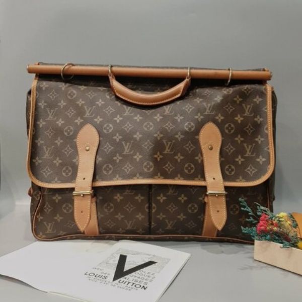 圖片 【哈極品】二手品《 Louis Vuitton LV 老花字紋 大款 雙面 手提斜背 二用行李袋》