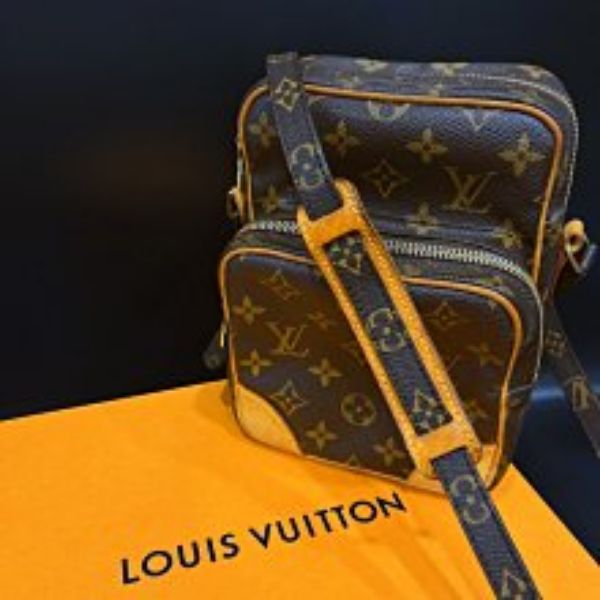 圖片 【哈極品】二手品《Louis Vuitton LV 老花字紋 中古VINTAGE 直立式日字子母航空包/斜背包/肩背包》