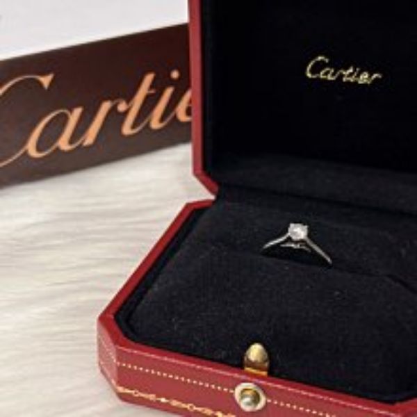 圖片 【哈極品】美品《Cartier 卡地亞 鉑金PT950 單鑽線戒31分 48號/結婚戒》