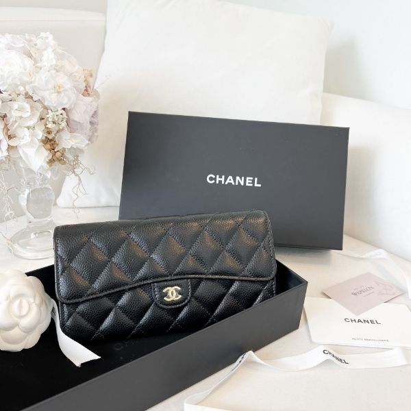 圖片 【現貨】CHANEL 信封長夾 黑金荔枝牛｜ PAPILLON 巴比龍國際精品代購｜