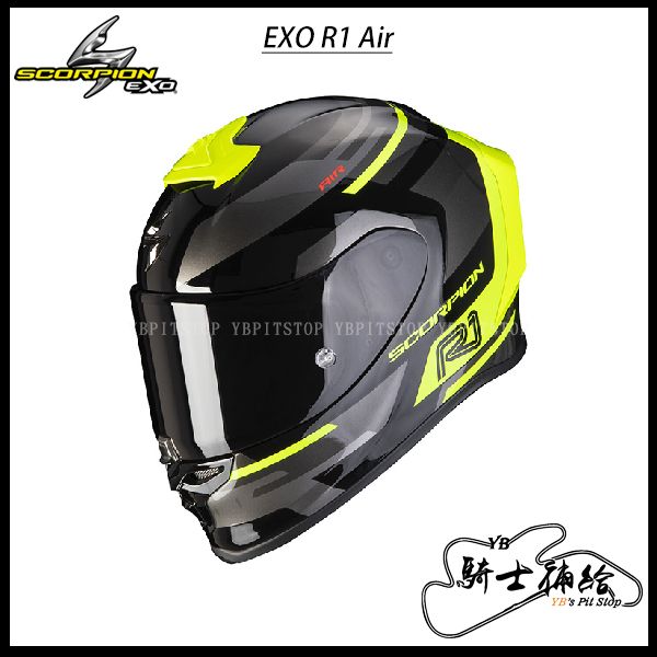 圖片 Scorpion EXO R1 Air Orbis 黑黃 全罩 蠍子 贈墨片 輕量化