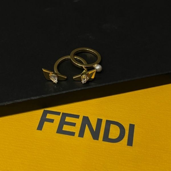 圖片 【哈極品】美品《FENDI 芬迪 金色雙環珍珠怪獸戒指 戒指尺寸#S 3116》