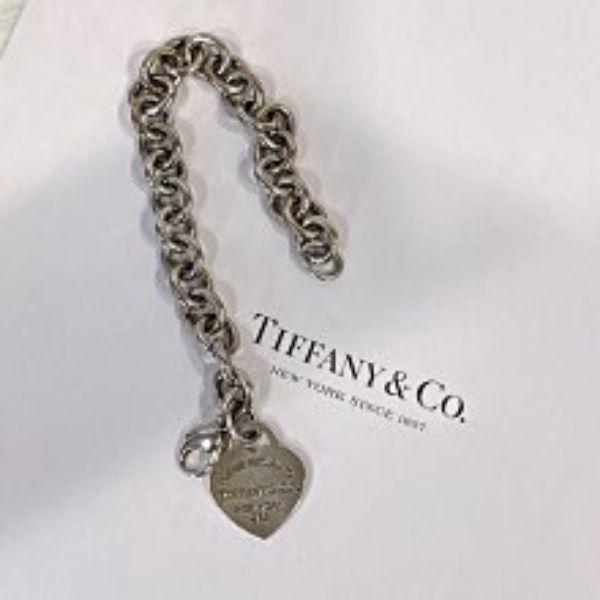 圖片 【哈極品】美品《Tiffany&Co. 純銀925愛心牌粗手鍊/飾品》