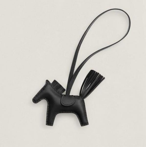 圖片 Hermès 愛馬仕 Rodeo PM Pegase 小馬吊飾 純色手工小羊皮 黑色So Black 小號