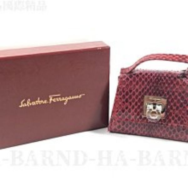 圖片 【哈極品】二手品《SALVATORE FERRAGAMO 凱莉款 蟒蛇皮 迷你小包/掛飾/零錢包/吊飾》