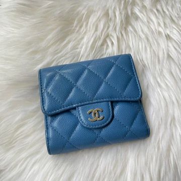 圖片 Chanel 藍金荔枝mini短夾