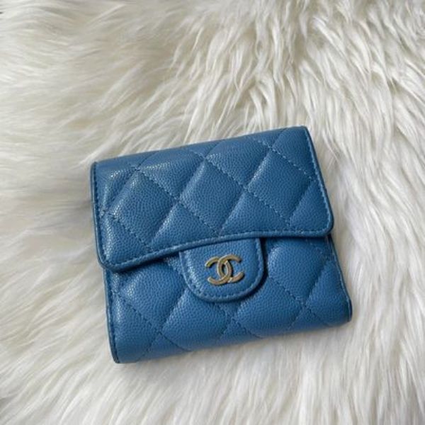 圖片 Chanel 藍金荔枝mini短夾