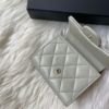 圖片 Chanel鼠尾草灰金釦羊皮mini短夾
