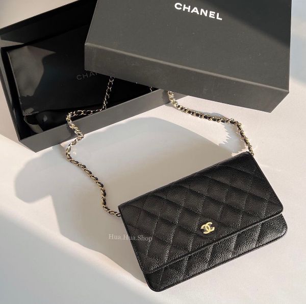 圖片 預購 Chanel 經典WOC 黑金荔枝牛皮