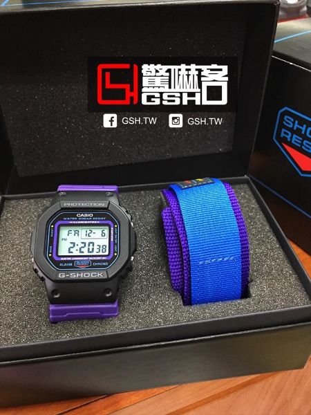 圖片 G-SHOCK 套裝組 復古風數位休閒錶 黑紫套組 DW-5600THS-1