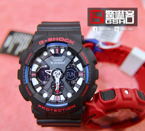 圖片 G-SHOCK 重機儀表雙顯運動錶 - 黑X紅 GA-120TR-1