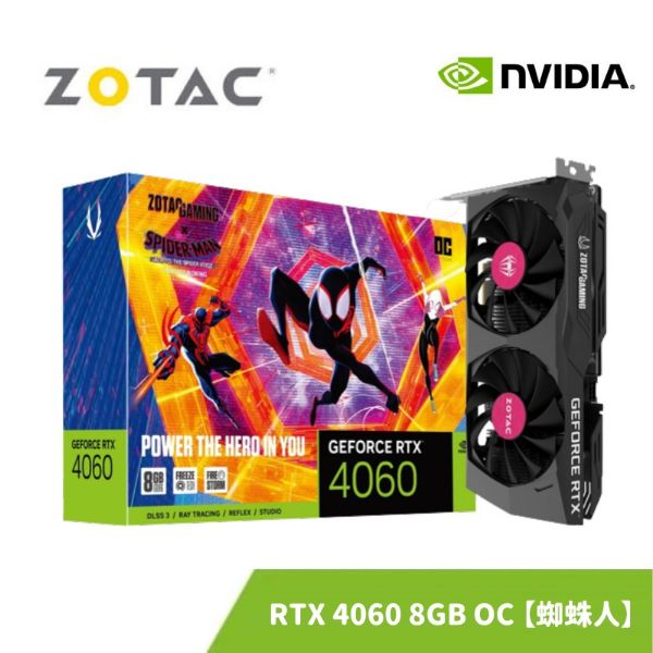 圖片 ZOTAC 索泰 GAMING GeForce RTX 4060 8GB OC Spider-Man 顯示卡