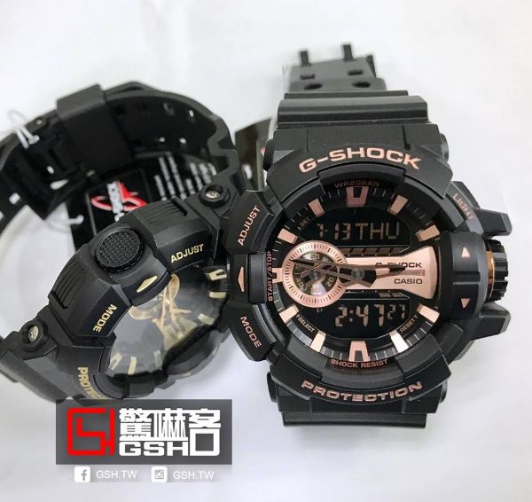 圖片 G-SHOCK 指針數位雙顯運動錶 古典玫瑰金 GA-400GB-1A4