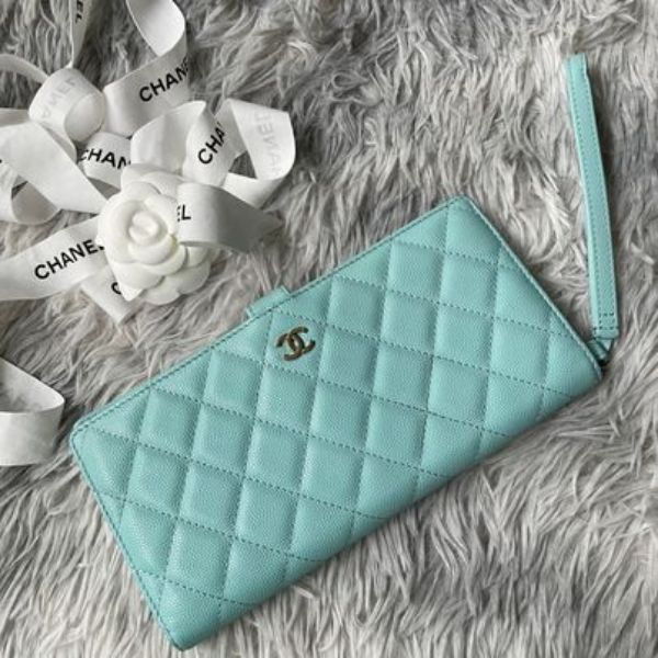 圖片 Chanel Tiffany藍金荔枝手腕包