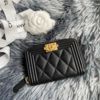 圖片 Chanel 黑金荔枝boy釦拉鍊零錢卡包