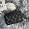 圖片 Chanel 黑金荔枝boy釦拉鍊零錢卡包