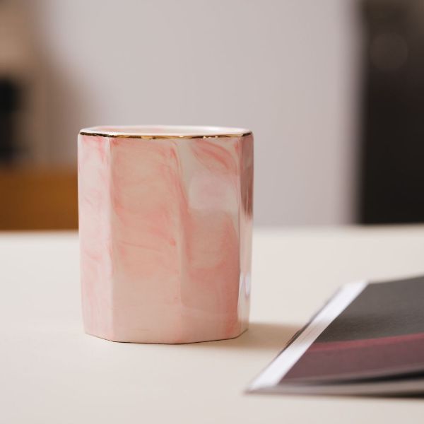 圖片 【NY LAB 紐約實驗室】極簡陶瓷大理石手工香氛蠟燭 粉色玫瑰 8oz