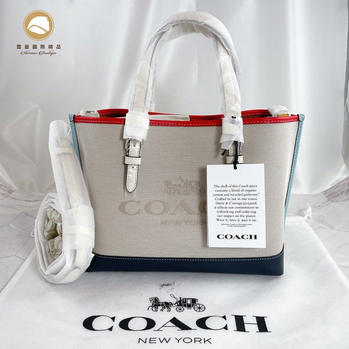 雪曼國際精品】COACH CB651 Mollie Tote 25 拼色手提/肩背托特包