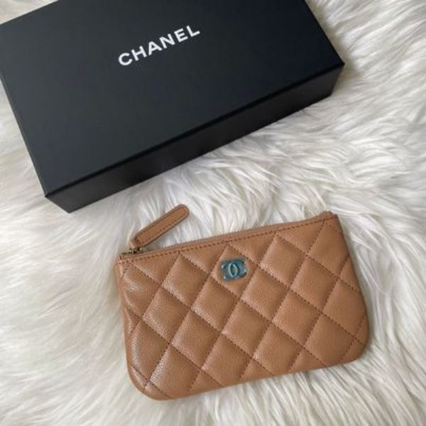 圖片 Chanel 奶茶色金釦荔枝一字拉