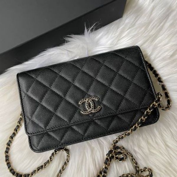 圖片 Chanel 23a 黑金荔枝黑鑽woc