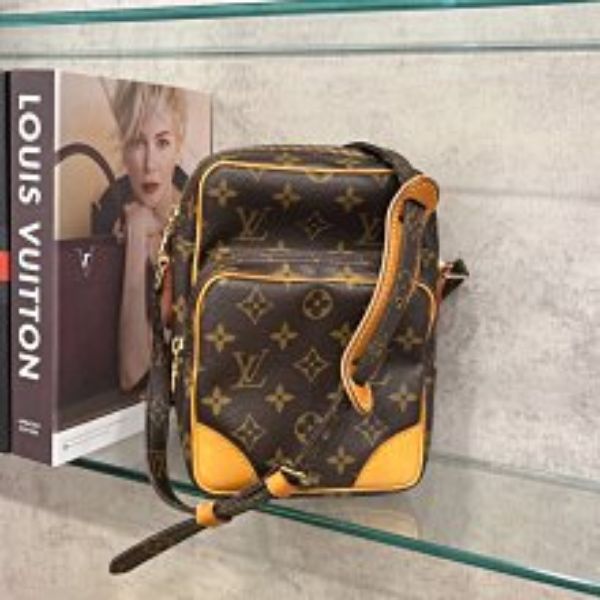 圖片 【哈極品】美品《Louis Vuitton LV 老花字紋 中古VINTAGE 直立式日字子母航空包/斜背包/肩背包》