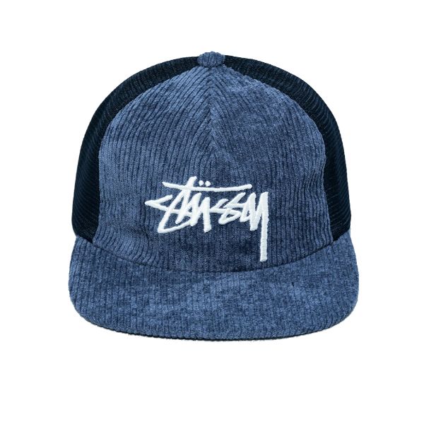圖片 STUSSY 刺繡LOGO 燈芯絨鴨舌帽/網帽 海軍藍色 1311068 NAVY