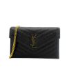 圖片 YSL Monogram 金logo粒紋牛皮斜背/肩背信封包-19cm(742920-黑)