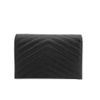 圖片 YSL Monogram 金logo粒紋牛皮斜背/肩背信封包-19cm(742920-黑)