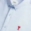 圖片 【AMI PARIS】經典紅愛心LOGO 天空藍 棉質 長袖 襯衫