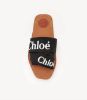 圖片 特價Chloé 蔻依 Woody Flat Mule Logo字母繃帶棉質織布平底穆勒拖鞋 - 黑色/35碼