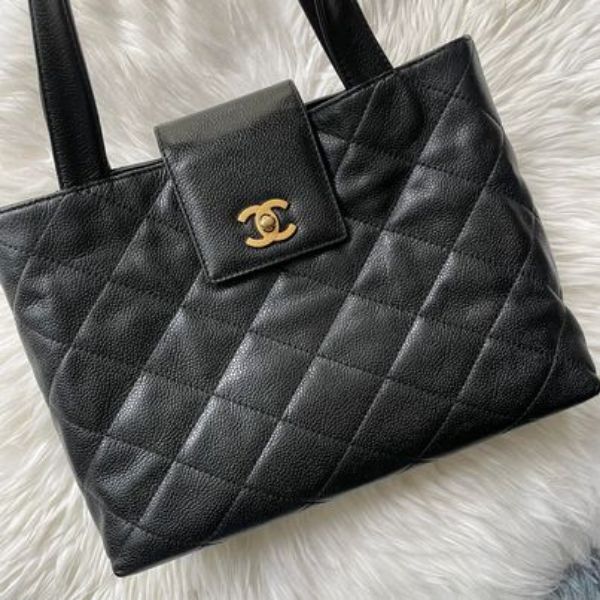 圖片 Chanel vintage黑金荔枝Kelly 手提包