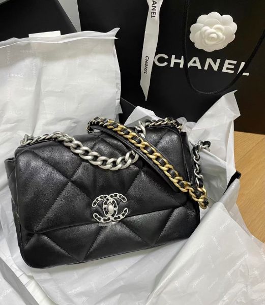 圖片 CHANEL AS1160 小型 CHANEL 19 包 黑銀