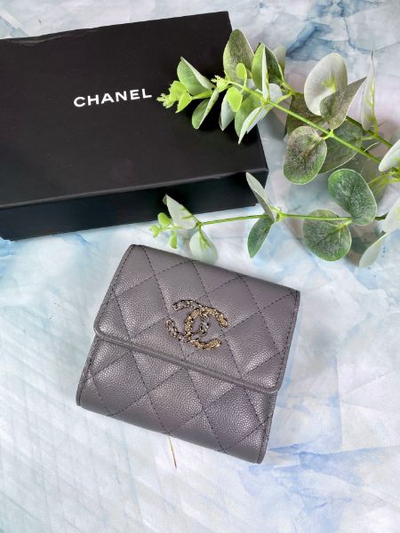 圖片 CHANEL 19經典灰色 三折短夾