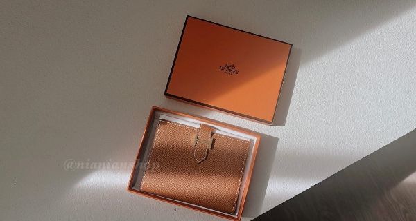 圖片 愛馬仕中夾金棕金釦（牛皮）