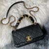 圖片 Chanel 2021春夏秀款黑金羊皮粗鏈條口蓋包