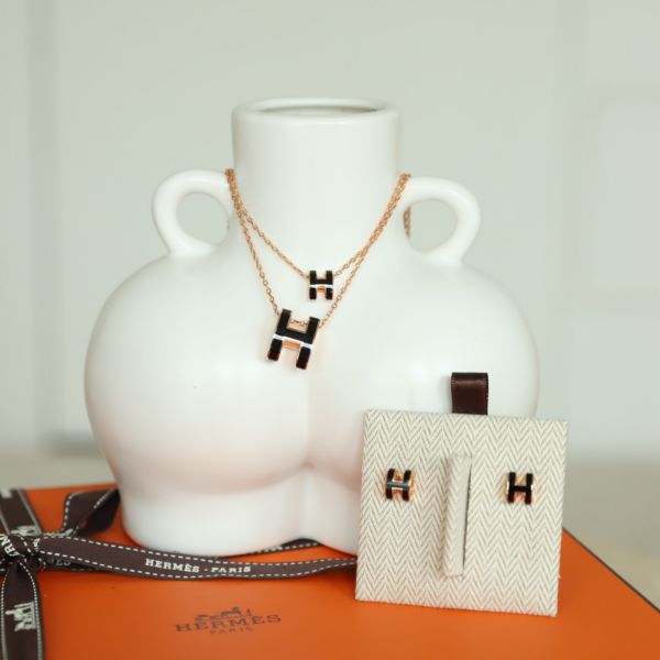 圖片 Hermes Mini pop h 黑玫瑰金項鍊