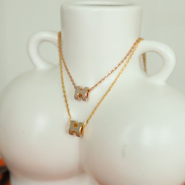圖片 Hermes Mini pop h 奶茶金項鍊