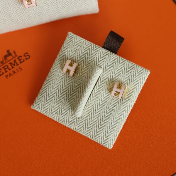 圖片 Hermes Mini pop h 粉金耳針