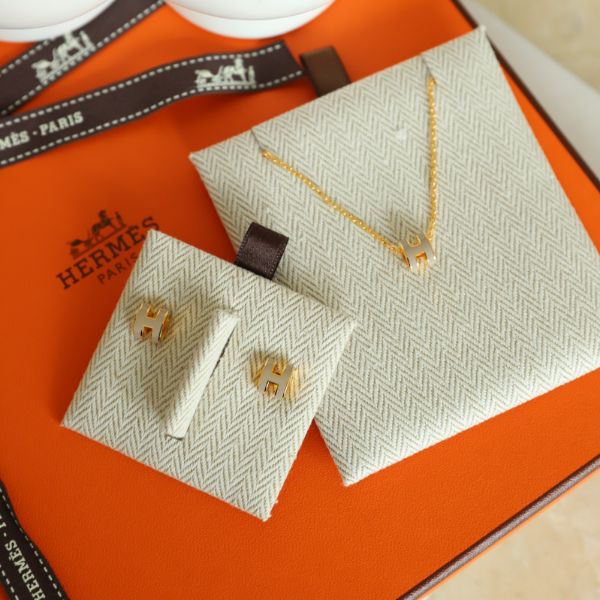 圖片 Hermes Mini pop h 奶茶金耳針