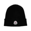 圖片 MONCLER 品牌LOGO 羅紋針織羊毛毛帽 黑色 J20913B70500A9342 999 / 3B70500A9342 999