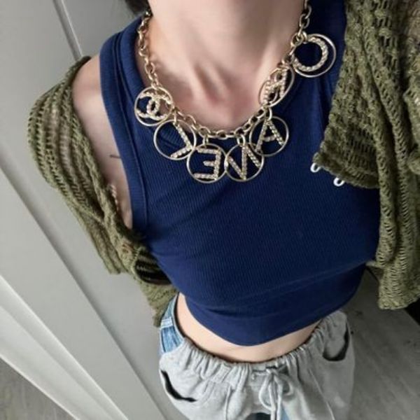 圖片 Chanel 字母水鑽圈圈短項鍊