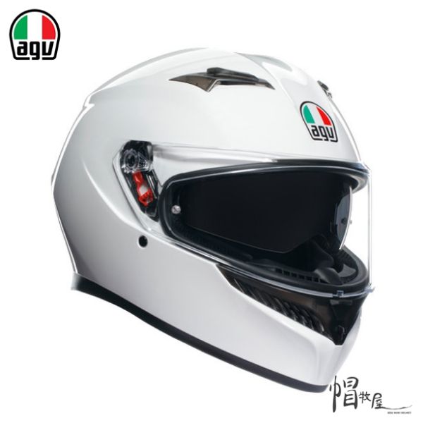 圖片 【帽牧屋】義大利 AGV K3  Mono Seta White 安全帽 全新改款 限量 雙D扣 藍牙耳機預留孔 亮白 全罩