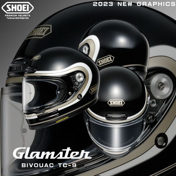 圖片 【帽牧屋 】日本 SHOEI Glamster  BIVOUAC  TC-9  黑白  彩繪  安全帽   限量  頂級  雙D扣  全罩  樂高帽  復古帽 